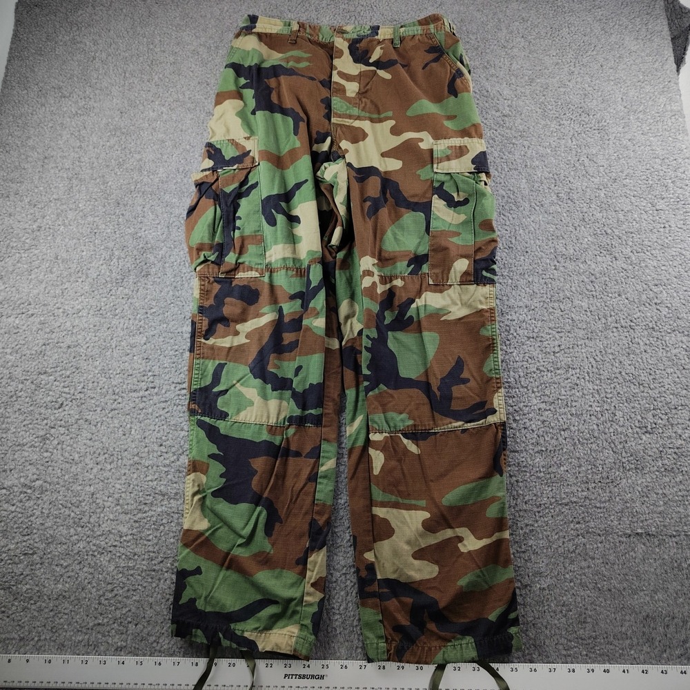 VTG Military Trousers Mens 31x31 Woodland Camouflage Combat Cargo Pants EUC